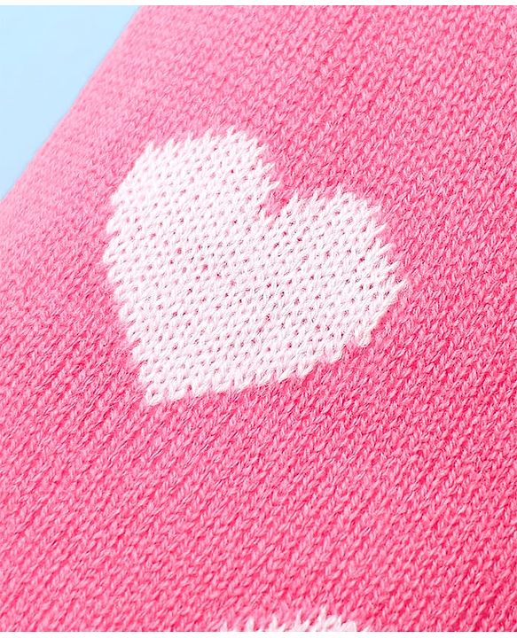 Babyhug Sweater Knit Full Length Woollen Pant with Heart Design - Pink