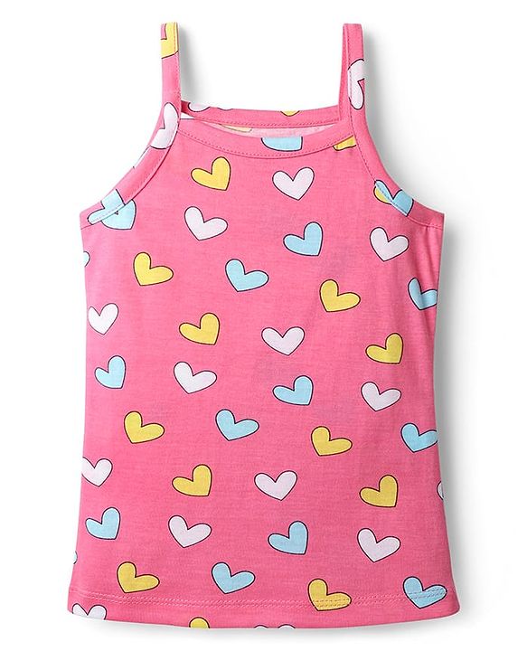 Babyhug 100% Cotton Single Jersey Knit Slips with Bunny & Heart Print Pack of 3 - Yellow Pink & Blue