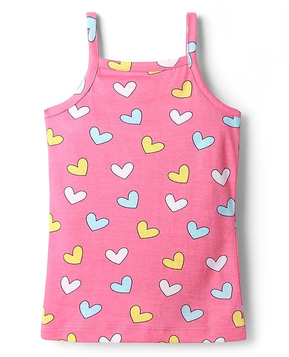 Babyhug 100% Cotton Single Jersey Knit Slips with Bunny & Heart Print Pack of 3 - Yellow Pink & Blue