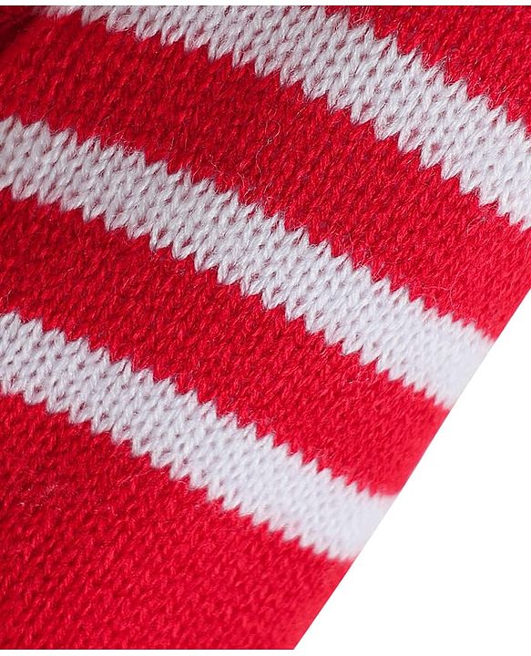 Babyhug Sweater Knit Full Length Bootie Leggings With Stripes - Red