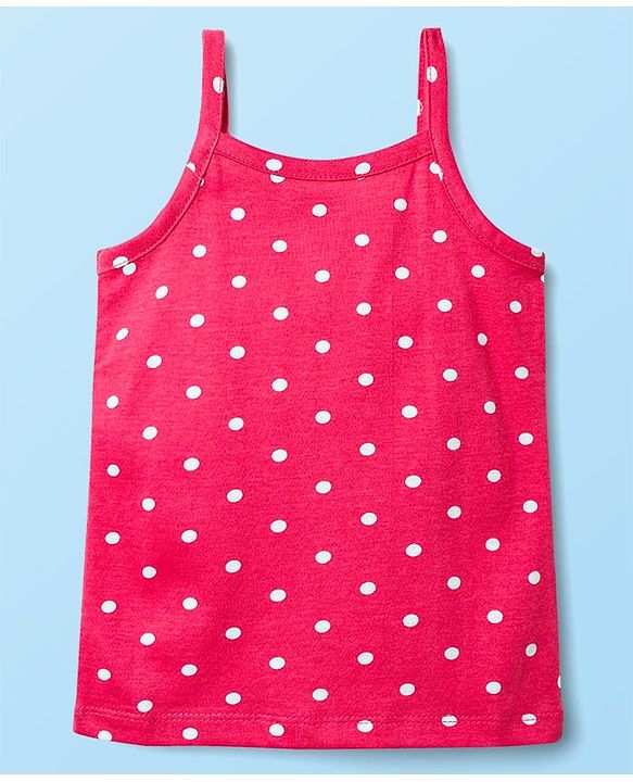 Babyhug 100% Cotton Single Jersey Knit Sleeveless Slips With Polka Dots & Tropical Theme Print Pack Of 3 - Pink White & Yellow