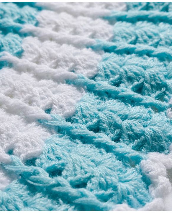 Babyhug Full Raglan Sleeves Crochet Hand-Knit Woollen Dress with Colour Block Design & Cap - Aqua Blue