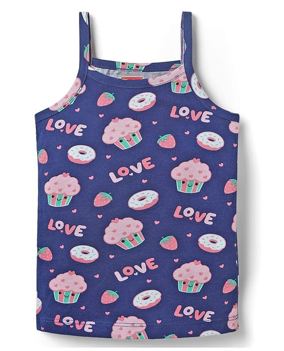 Babyhug 100% Cotton Singlet Tropical Theme & Text Printed Slips Pack Of 3 - Pink Navy Blue & Yellow