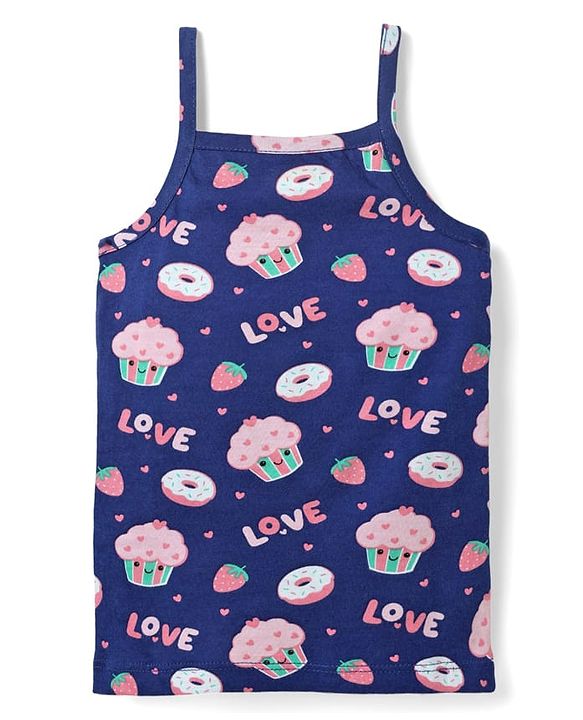 Babyhug 100% Cotton Singlet Tropical Theme & Text Printed Slips Pack Of 3 - Pink Navy Blue & Yellow