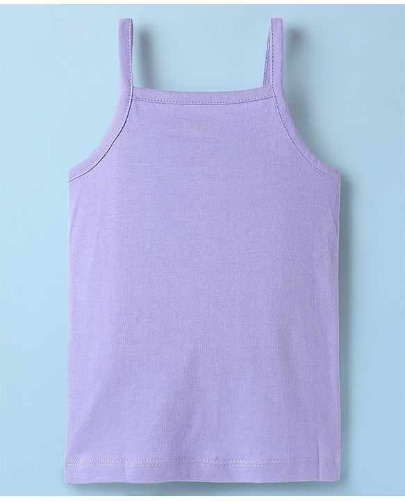 Babyhug 100% Cotton Single Jersey Knit Sleeveless Slips With Floral & Polka Dot Print Pack Of 3 - Pink White & Purple