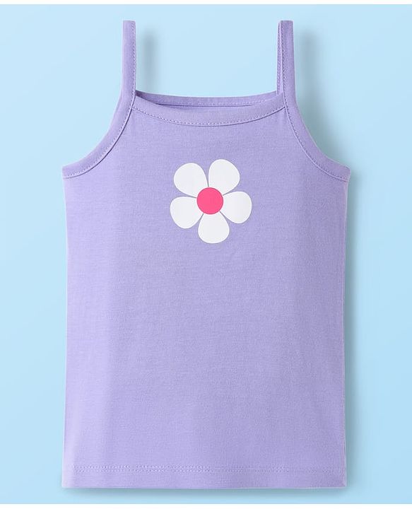 Babyhug 100% Cotton Single Jersey Knit Sleeveless Slips With Floral & Polka Dot Print Pack Of 3 - Pink White & Purple
