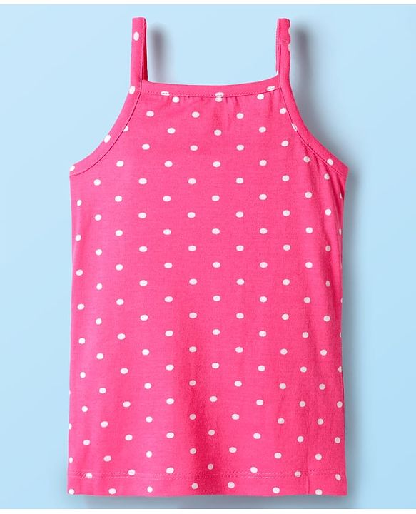 Babyhug 100% Cotton Single Jersey Knit Sleeveless Slips With Floral & Polka Dot Print Pack Of 3 - Pink White & Purple