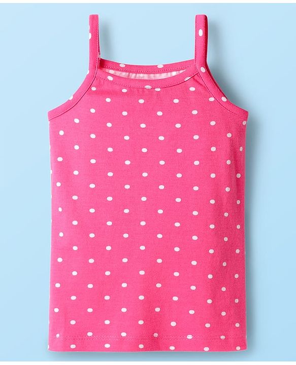 Babyhug 100% Cotton Single Jersey Knit Sleeveless Slips With Floral & Polka Dot Print Pack Of 3 - Pink White & Purple