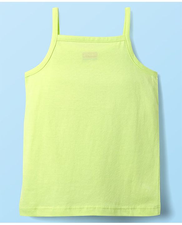 Babyhug 100% Cotton Single Jersey Knit Sleeveless Slips With Heart & Tropical Theme Print Pack Of 3 - Pink White & Light Green