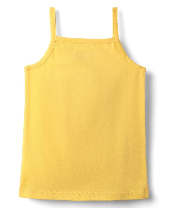 Babyhug 100% Cotton Single Jersey Knit Sleeveless Slips With Heart & Tropical Theme Print Pack Of 3 - Pink Yellow & Light Blue