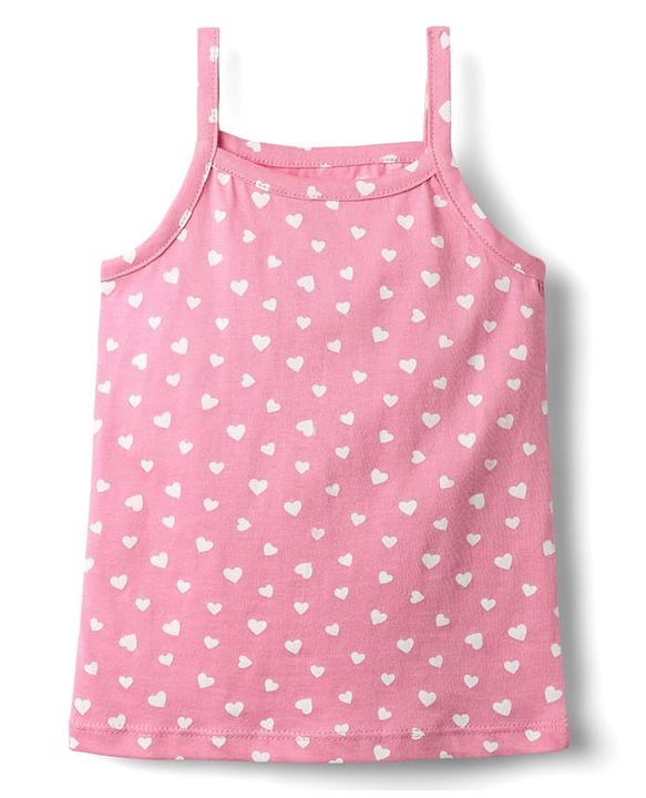 Babyhug 100% Cotton Single Jersey Knit Sleeveless Slips With Heart & Tropical Theme Print Pack Of 3 - Pink Yellow & Light Blue
