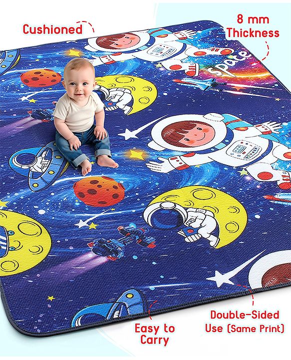 Babyhug Premium Reversible Waterproof Floor mat- 6 ft x 5 ft|Thickness 8 mm|Education Theme|Colorful|Learn and Play Mat|Soft Foam Mat|Baby Massage| Easy to Carry and fold|0-12 Years|BIS Certified
