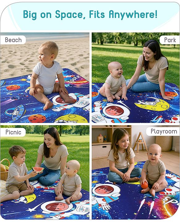 Babyhug Premium Reversible Waterproof Floor mat- 6 ft x 5 ft|Thickness 8 mm|Education Theme|Colorful|Learn and Play Mat|Soft Foam Mat|Baby Massage| Easy to Carry and fold|0-12 Years|BIS Certified