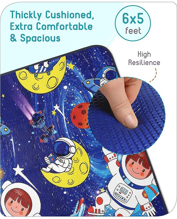 Babyhug Premium Reversible Waterproof Floor mat- 6 ft x 5 ft|Thickness 8 mm|Education Theme|Colorful|Learn and Play Mat|Soft Foam Mat|Baby Massage| Easy to Carry and fold|0-12 Years|BIS Certified