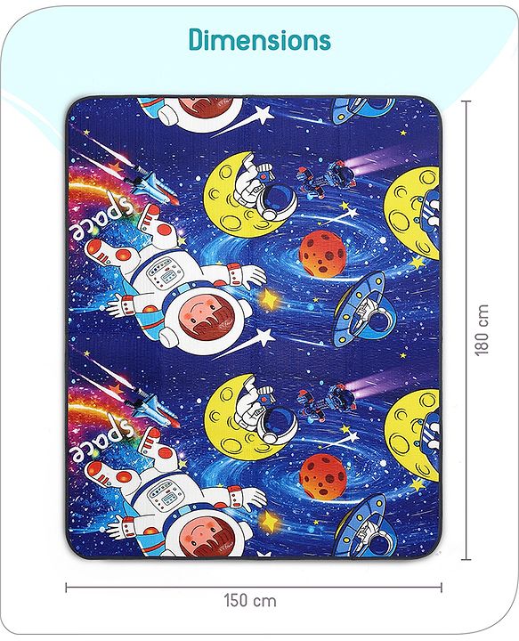 Babyhug Premium Reversible Waterproof Floor mat- 6 ft x 5 ft|Thickness 8 mm|Education Theme|Colorful|Learn and Play Mat|Soft Foam Mat|Baby Massage| Easy to Carry and fold|0-12 Years|BIS Certified