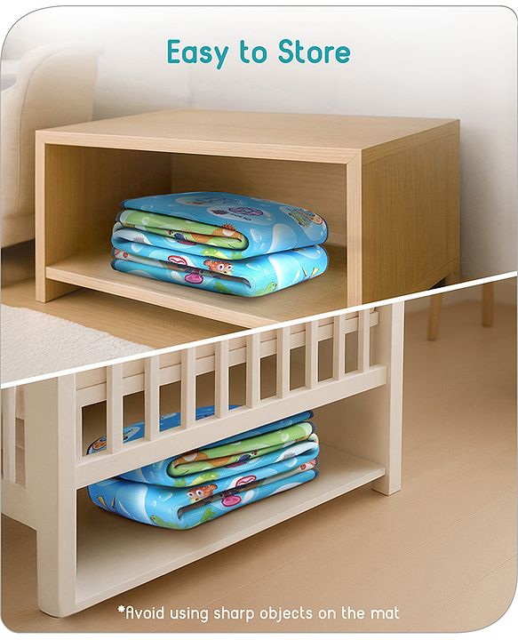 Babyhug Premium Reversible Waterproof Floor mat- 6 ft x 5 ft|Thickness 8 mm|Education Theme|Colorful|Learn and Play Mat|Soft Foam Mat|Baby Massage| Easy to Carry and fold|0-12 Years|BIS Certified