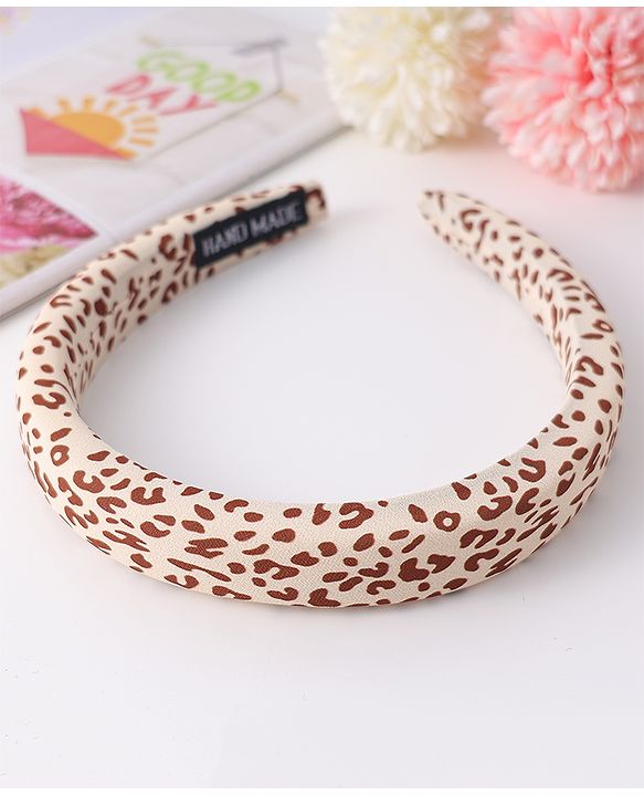 Pine Kids Free Size Hair Band with Leopard Print - Light Brown and White