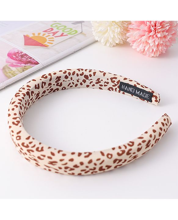 Pine Kids Free Size Hair Band with Leopard Print - Light Brown and White