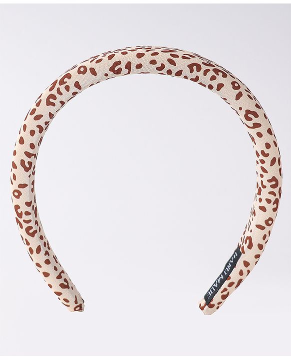Pine Kids Free Size Hair Band with Leopard Print - Light Brown and White