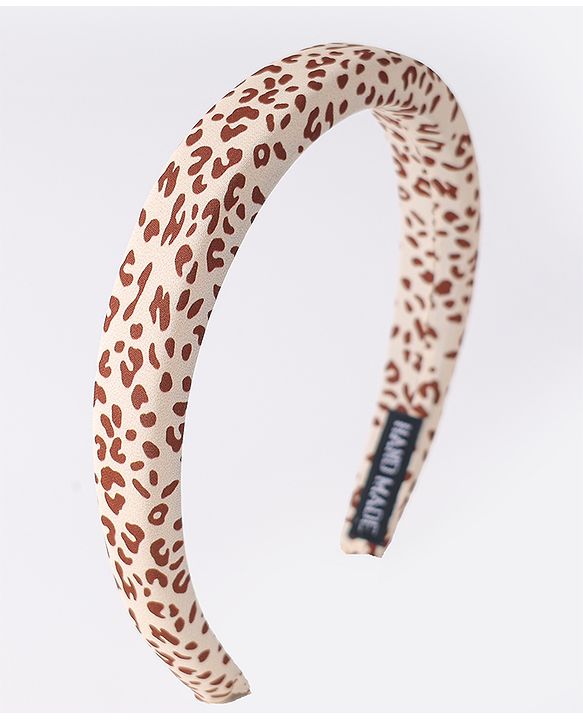 Pine Kids Free Size Hair Band with Leopard Print - Light Brown and White