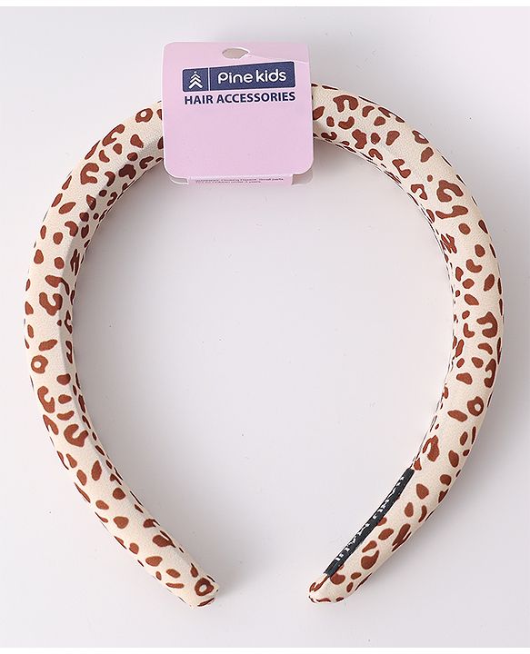 Pine Kids Free Size Hair Band with Leopard Print - Light Brown and White