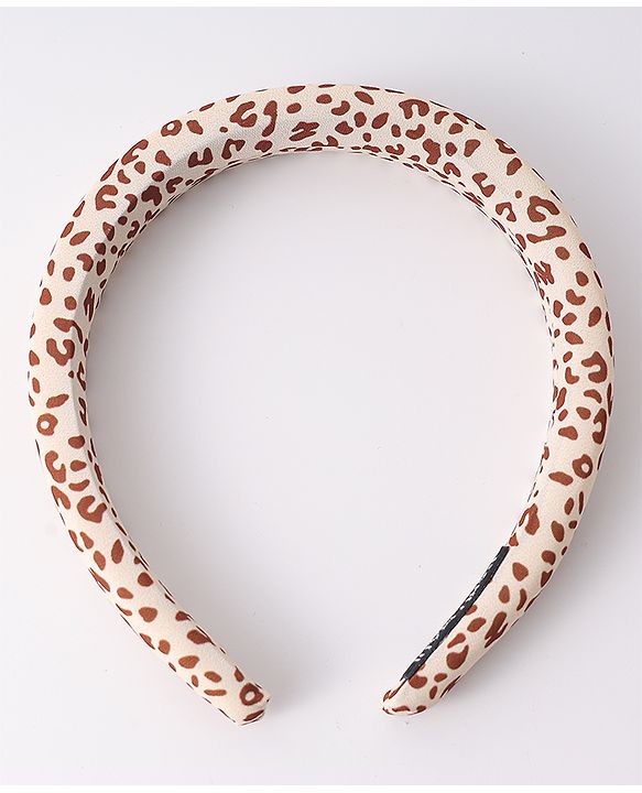 Pine Kids Free Size Hair Band with Leopard Print - Light Brown and White