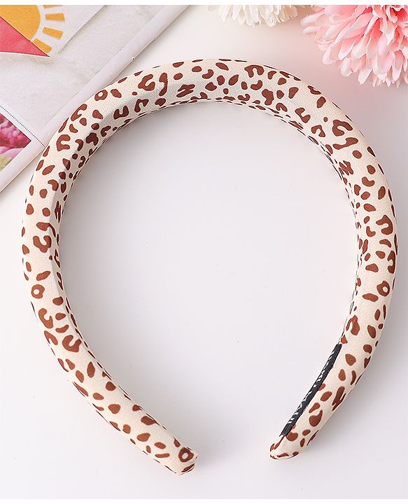 Pine Kids Free Size Hair Band with Leopard Print - Light Brown and White