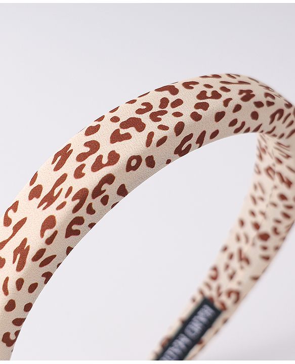 Pine Kids Free Size Hair Band with Leopard Print - Light Brown and White