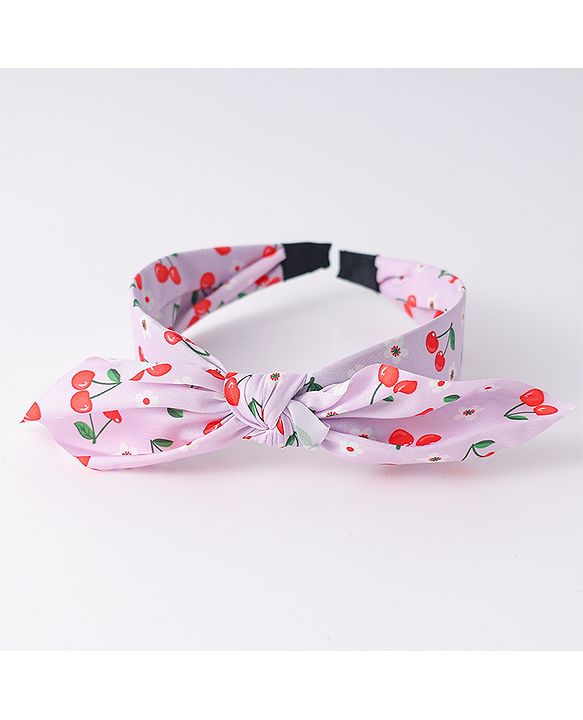Pine Kids Hair Band with Bow Applique & Cherry Print- Purple