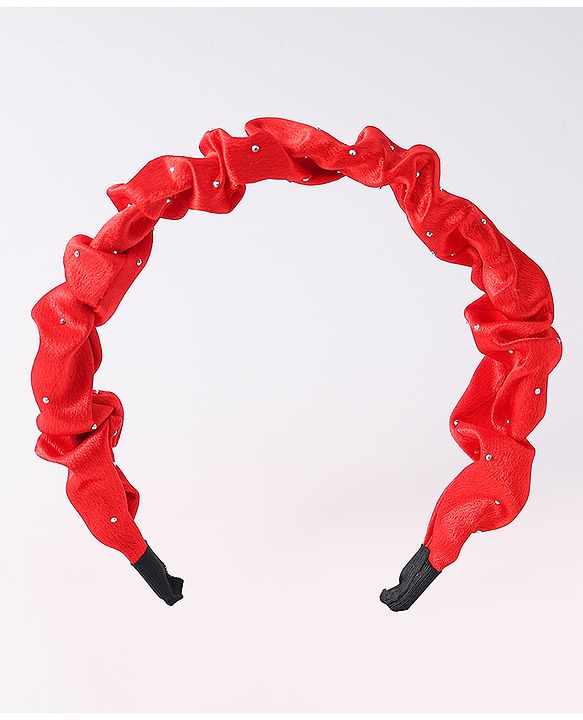 Pine Kids Ruffle Detailed Stones Embellished Hair Band - Red