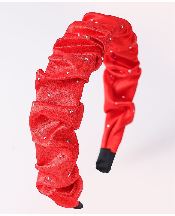 Pine Kids Ruffle Detailed Stones Embellished Hair Band - Red