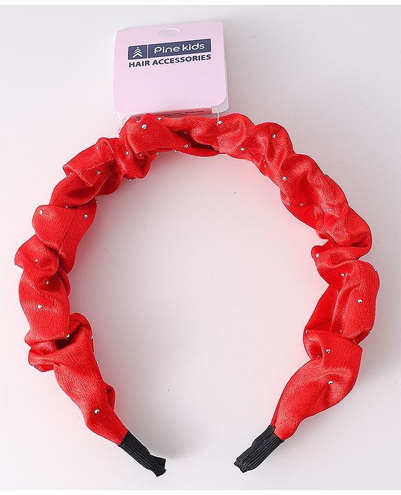Pine Kids Ruffle Detailed Stones Embellished Hair Band - Red