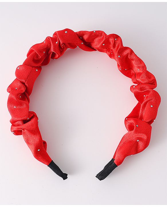 Pine Kids Ruffle Detailed Stones Embellished Hair Band - Red