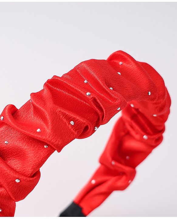 Pine Kids Ruffle Detailed Stones Embellished Hair Band - Red