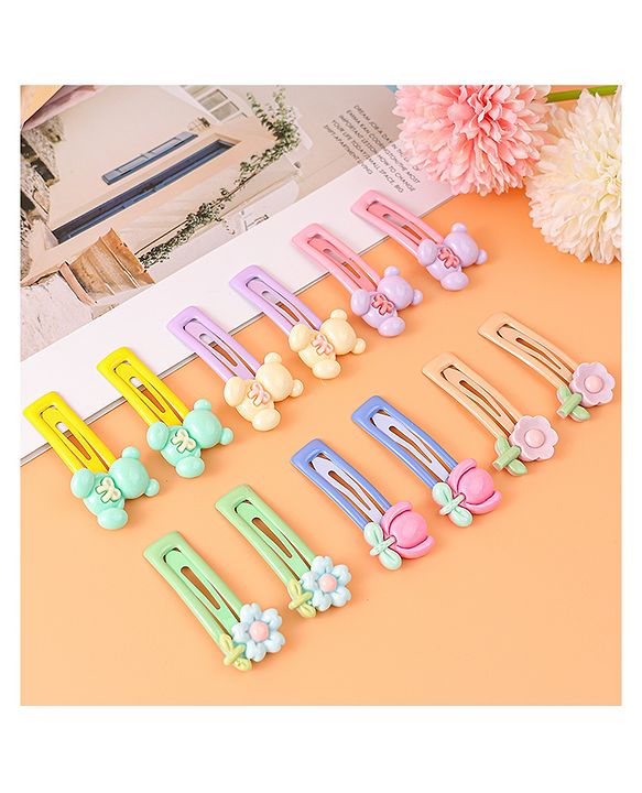 Babyhug Free Size Bow and Butterfly Clips Set of 6 - Multicolor main image 1
