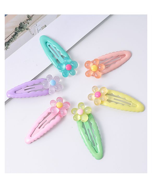 Babyhug Floral Designed Snap Clips Set of 6 - Multicolor