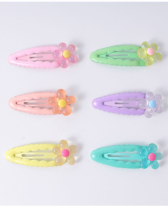 Babyhug Floral Designed Snap Clips Set of 6 - Multicolor