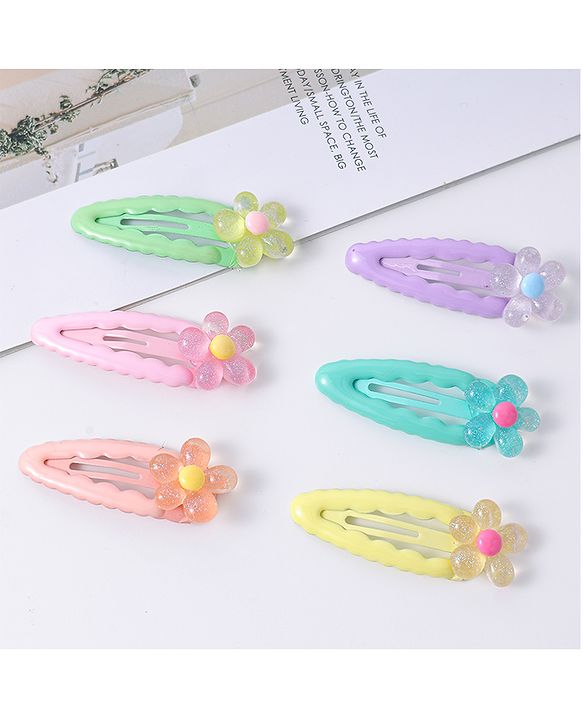Babyhug Floral Designed Snap Clips Set of 6 - Multicolor