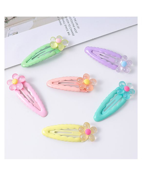 Babyhug Floral Designed Snap Clips Set of 6 - Multicolor