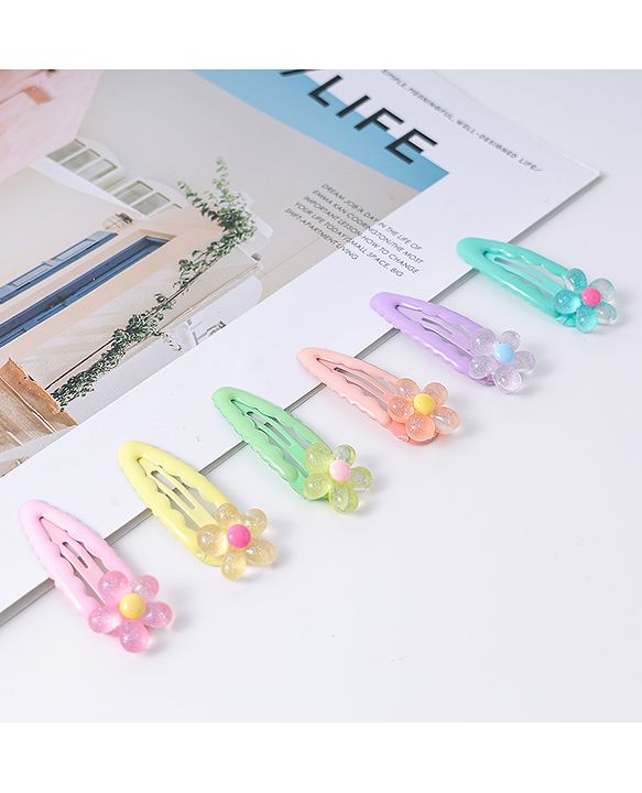 Babyhug Floral Designed Snap Clips Set of 6 - Multicolor