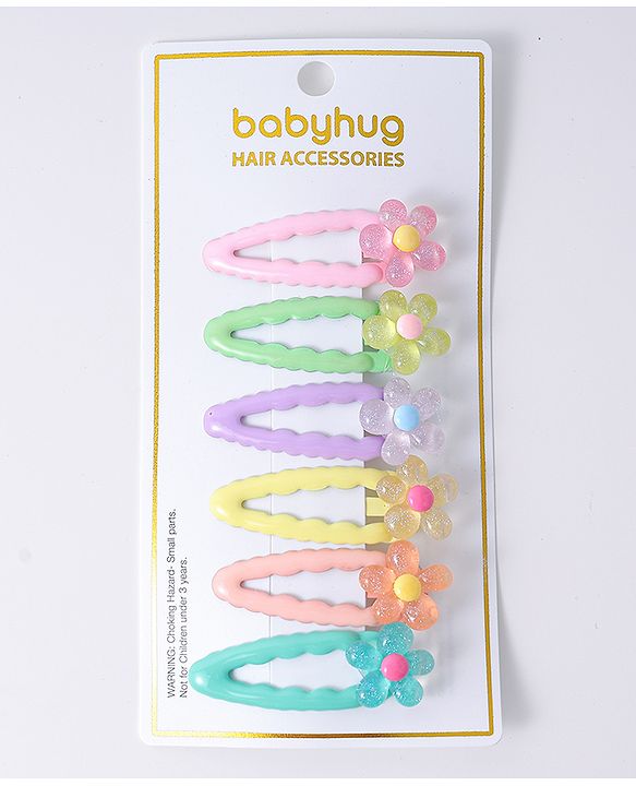 Babyhug Floral Designed Snap Clips Set of 6 - Multicolor