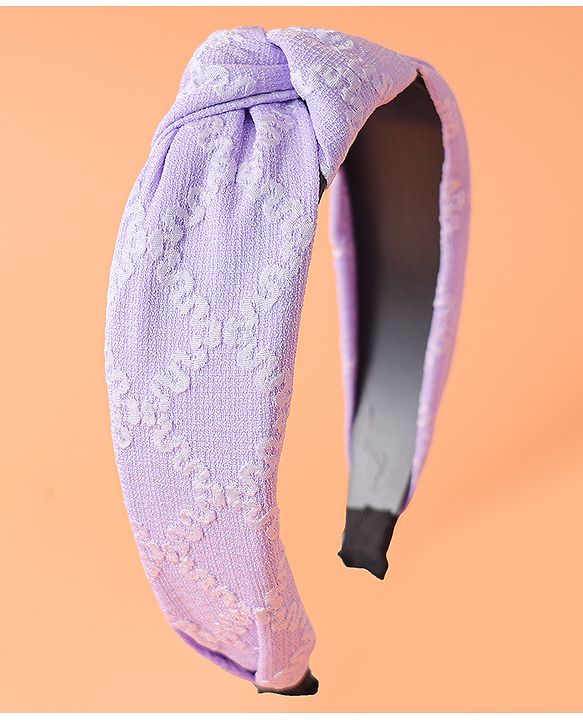 Pine Kids Free Size Hair Band with Embroidery Design - Lilac