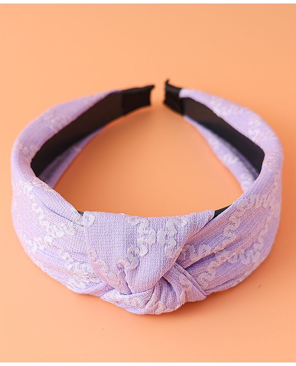 Pine Kids Free Size Hair Band with Embroidery Design - Lilac