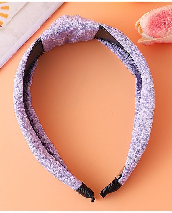 Pine Kids Free Size Hair Band with Embroidery Design - Lilac