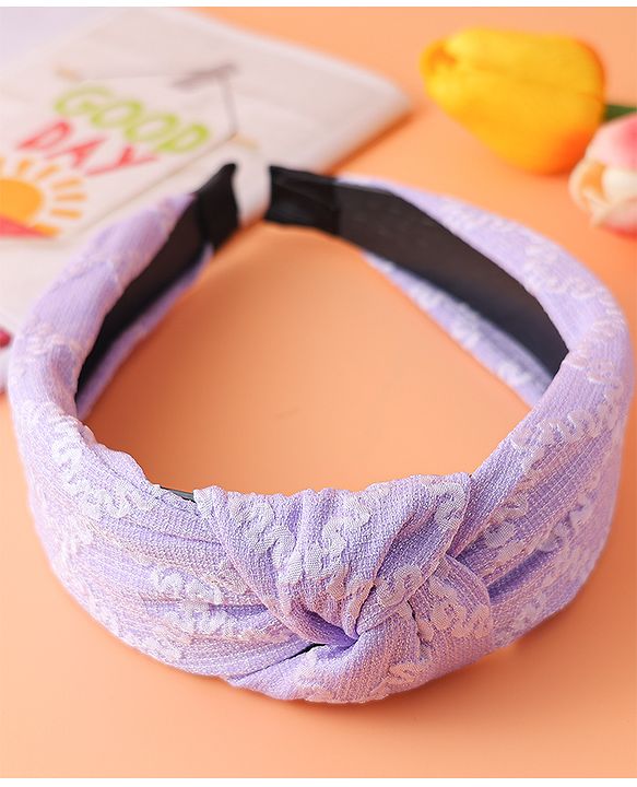 Pine Kids Free Size Hair Band with Embroidery Design - Lilac