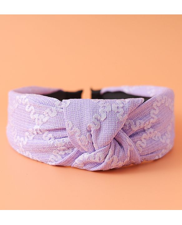 Pine Kids Free Size Hair Band with Embroidery Design - Lilac