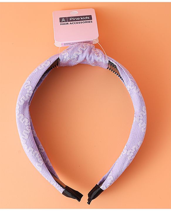 Pine Kids Free Size Hair Band with Embroidery Design - Lilac