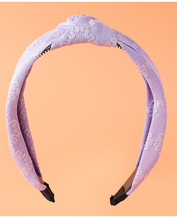 Pine Kids Free Size Hair Band with Embroidery Design - Lilac