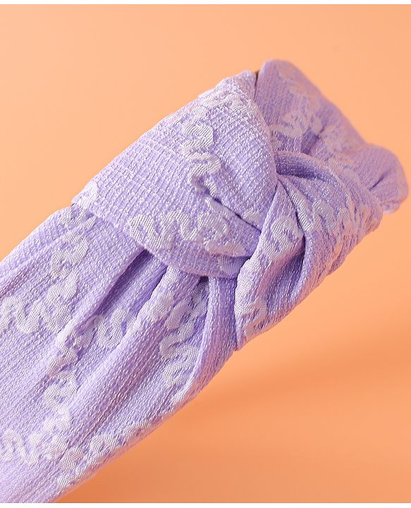Pine Kids Free Size Hair Band with Embroidery Design - Lilac
