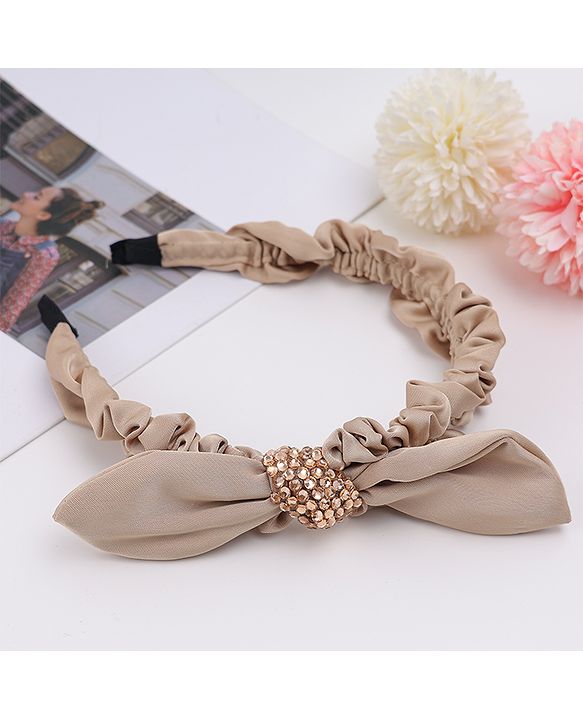 Pine Kids Ruffle Bow Applique Hair Band - Khaki